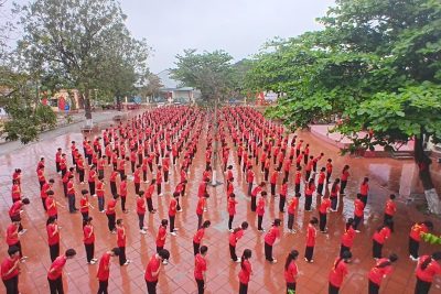 Trường THCS Ninh Tiến đã tham gia đồng diễn võ nhạc Vovinam